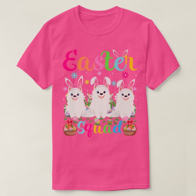 Samoyed Dog Bunny Ear Easter Squad Samoyed Happy E T-Shirt (Design Front)
