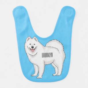 Samoyed dog cartoon illustration  baby bib