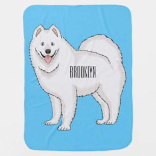 Samoyed dog cartoon illustration baby blanket