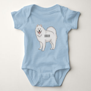 Samoyed dog cartoon illustration  baby bodysuit