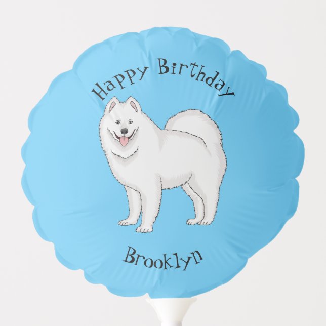 Samoyed dog cartoon illustration  balloon (Front)