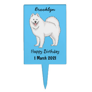 Samoyed dog cartoon illustration cake topper