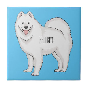 Samoyed dog cartoon illustration ceramic tile