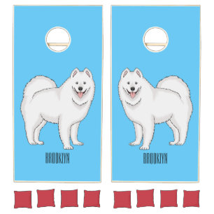 Samoyed dog cartoon illustration  cornhole set