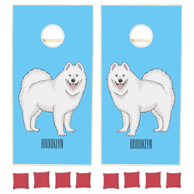 Samoyed dog cartoon illustration  cornhole set (Set)
