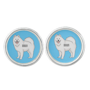 Samoyed dog cartoon illustration cufflinks
