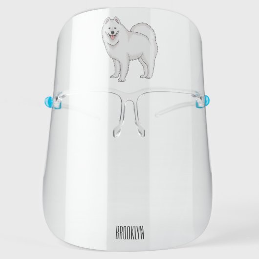 Samoyed dog cartoon illustration face shield (Front)