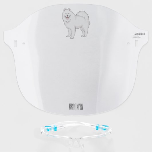 Samoyed dog cartoon illustration  face shield (Front w/Glasses)