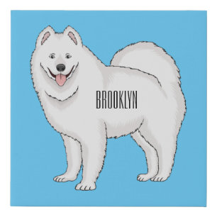 Samoyed dog cartoon illustration faux canvas print