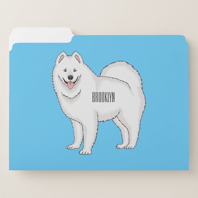 Samoyed dog cartoon illustration  file folder (Front Left)