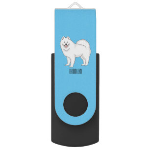 Samoyed dog cartoon illustration flash drive