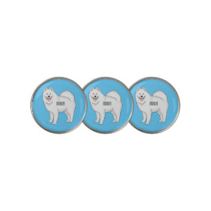 Samoyed dog cartoon illustration golf ball marker
