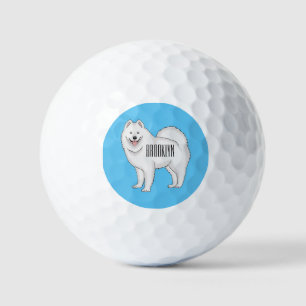 Samoyed dog cartoon illustration  golf balls