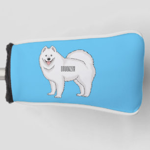 Samoyed dog cartoon illustration golf head cover