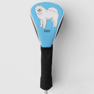 Samoyed dog cartoon illustration golf head cover