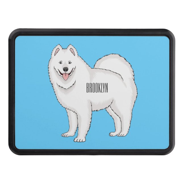 Samoyed dog cartoon illustration  hitch cover (Front)