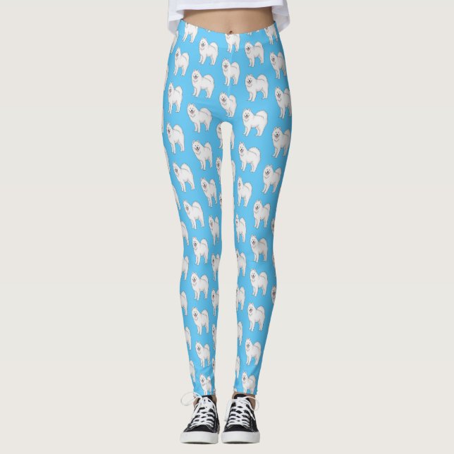 Samoyed dog cartoon illustration  leggings (Front)