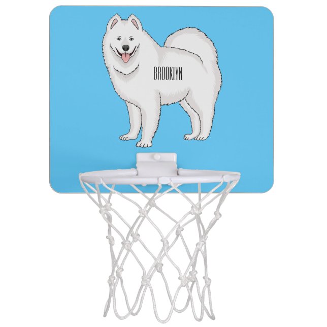 Samoyed dog cartoon illustration mini basketball hoop (Front)