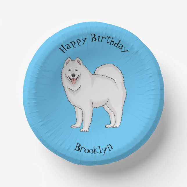 Samoyed dog cartoon illustration  paper bowls (Front)