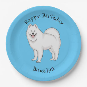 Samoyed dog cartoon illustration paper plates