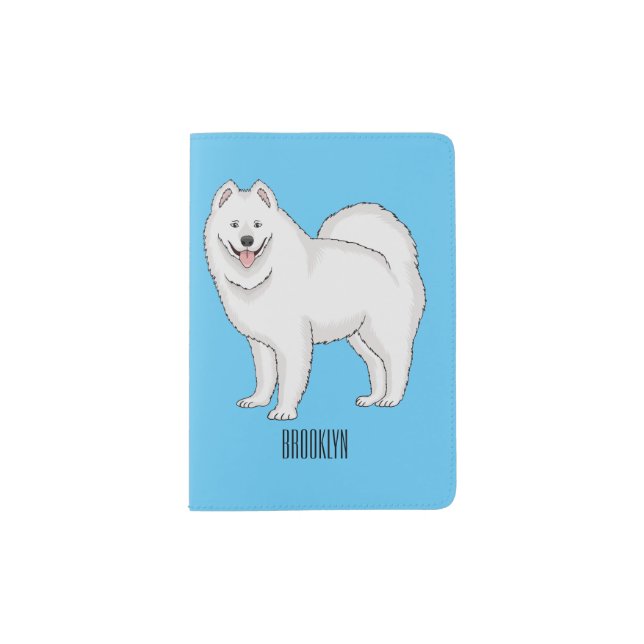 Samoyed dog cartoon illustration passport holder (Front)
