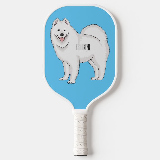 Samoyed dog cartoon illustration pickleball paddle (Front)