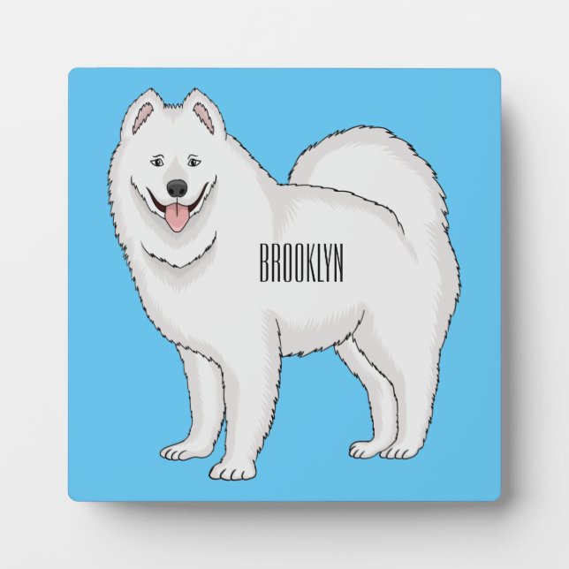 Samoyed dog cartoon illustration plaque (Front)