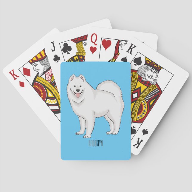 Samoyed dog cartoon illustration poker cards (Back)