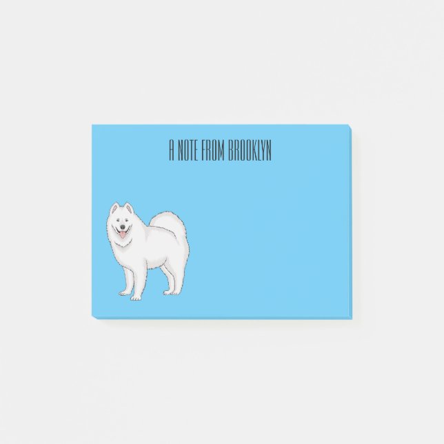 Samoyed dog cartoon illustration post-it notes (Front)