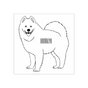 Samoyed dog cartoon illustration rubber stamp