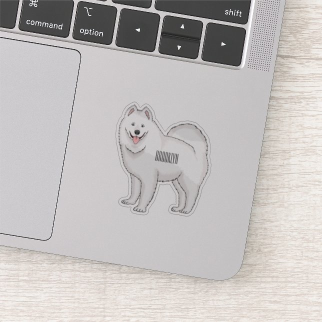 Samoyed dog cartoon illustration sticker (Detail)