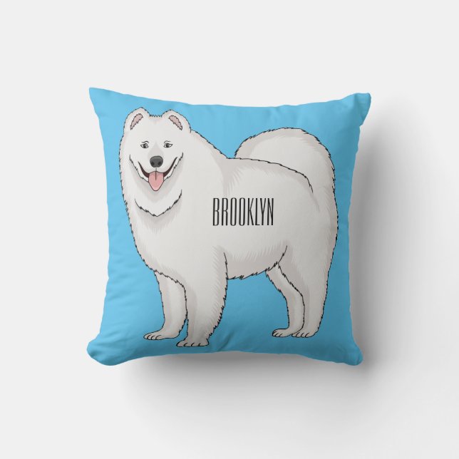 Samoyed dog cartoon illustration  throw pillow (Front)