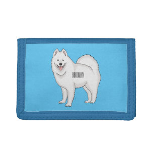 Samoyed dog cartoon illustration tri-fold wallet
