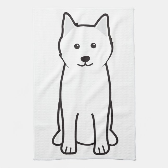 Samoyed Dog Cartoon Towel (Vertical)