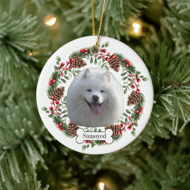 Samoyed  dog ceramic ornament (Tree)