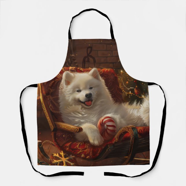 Samoyed Dog Christmas Festive  Apron (Front)