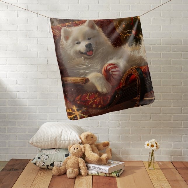 Samoyed Dog Christmas Festive  Baby Blanket (In Situ)