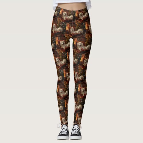 Samoyed Dog Christmas Festive  Leggings