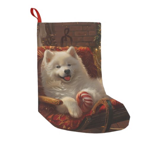 Samoyed Dog Christmas Festive  Small Christmas Stocking