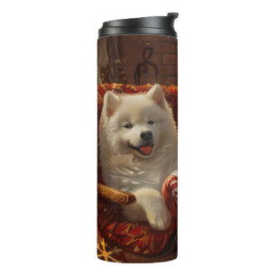 Samoyed Dog Christmas Festive Thermal Tumbler