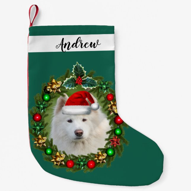 Samoyed dog Christmas Holiday Stocking (Front)