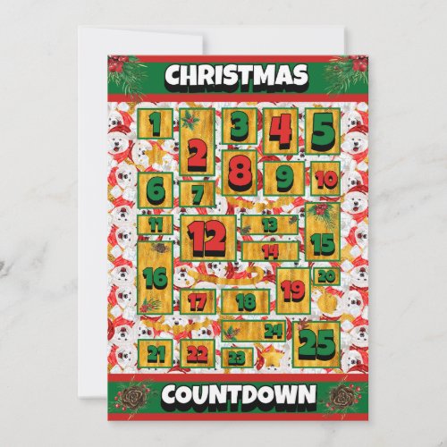 Samoyed Dog Countdown Christmas Advent Calendar Holiday Card