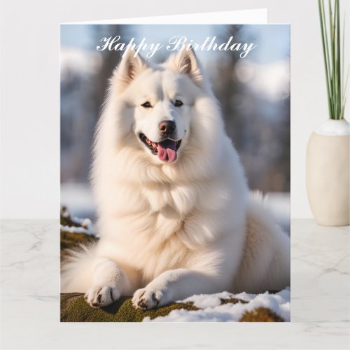Samoyed dog custom happy birthday greeting card