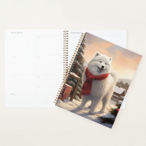 Samoyed Dog in Snow Christmas  Planner