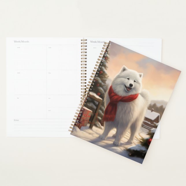 Samoyed Dog in Snow Christmas  Planner (Display)