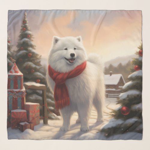 Samoyed Dog in Snow Christmas  Scarf