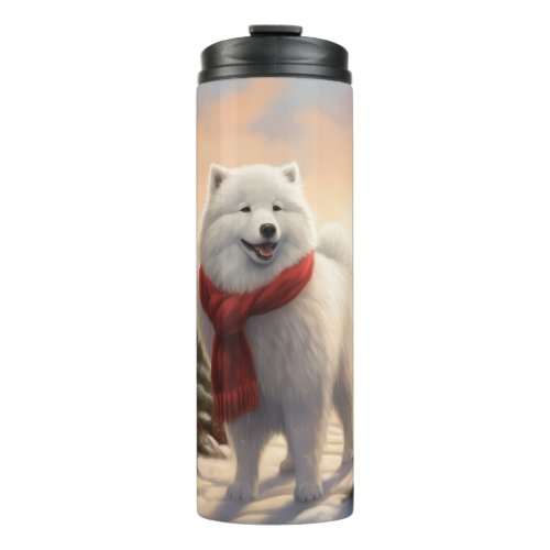 Samoyed Dog in Snow Christmas  Thermal Tumbler