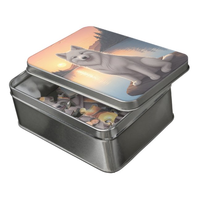 Samoyed Dog   Jigsaw Puzzle (Lid Open)