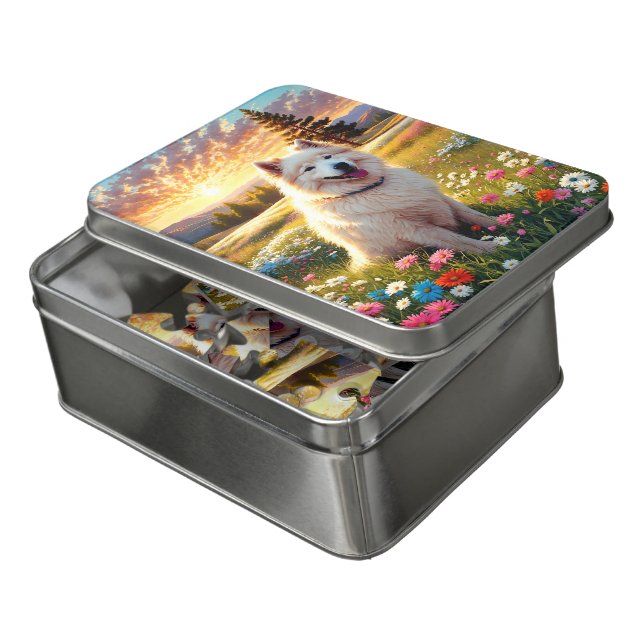 Samoyed Dog   Jigsaw Puzzle (Lid Open)