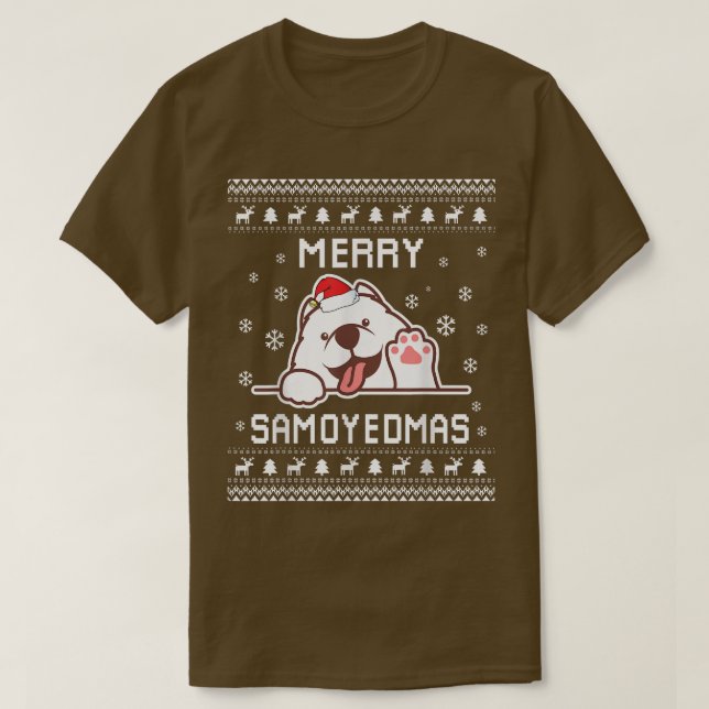 Samoyed Dog Owner Ugly Christmas Sweater For Holid (Design Front)